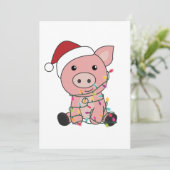 豚のクリスマス スノー ウィンター 動物 豚 シーズンカード (スタンド正面)