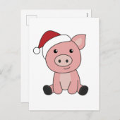 豚のクリスマス スノー ウィンター 動物 豚 シーズンポストカード (正面/裏面)