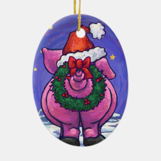 豚のクリスマス セラミックオーナメント (裏面)