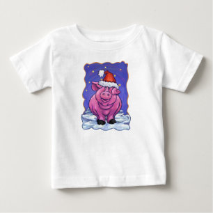 豚のクリスマス ベビーTシャツ