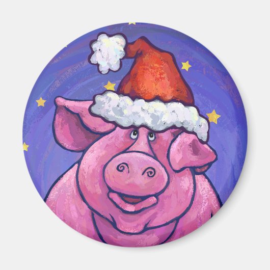 豚のクリスマス マグネット (正面)