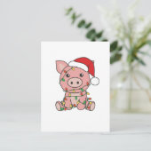 豚のクリスマス　冬の動物　ブタ シーズンポストカード (スタンド正面)