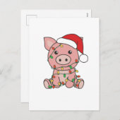 豚のクリスマス　冬の動物　ブタ シーズンポストカード (正面/裏面)