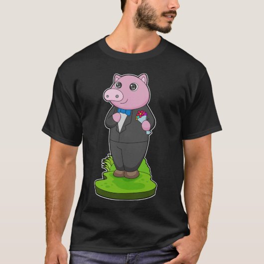 豚のグルーミングジャケット ウェディング Tシャツ (正面)