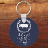 豚のシルエットが大好きな女の子 キーホルダー (正面)