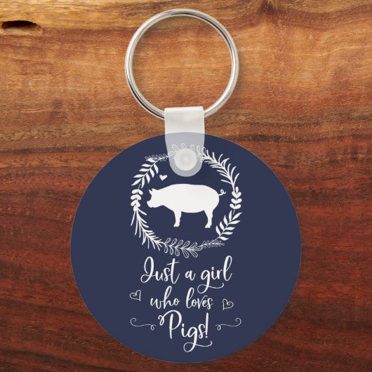 豚のシルエットが大好きな女の子 キーホルダー (正面)