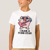 豚のスターロックスターおもしろい豚プンをハム Tシャツ (正面)