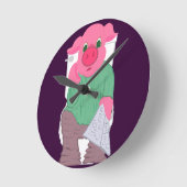 豚のトイレ時計 ラウンド壁時計 (傾斜)