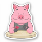 豚のトランプのポーカーとトランプのポーカーカード シール (正面)