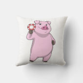 豚のトランプのポーカーとトランプのポーカーチップ クッション (裏面)