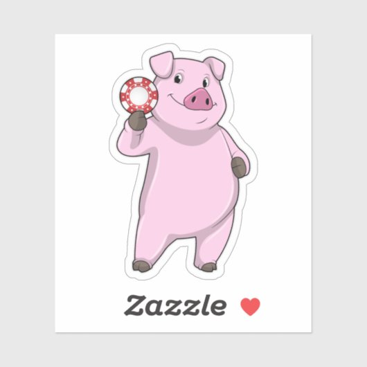 豚のトランプのポーカーとトランプのポーカーチップ シール (シート)