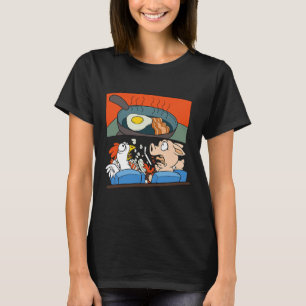 豚のニワトリがホラー映画を見る Tシャツ