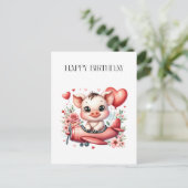 豚のパイロット お誕生日おめでとう ポストカード (スタンド正面)
