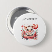 豚のパイロット お誕生日 缶バッジ (正面&裏面)