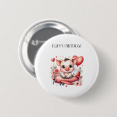 豚のパイロット お誕生日 缶バッジ (正面&裏面)