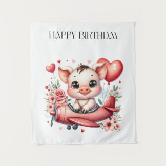 豚のパイロット 誕生日 タペストリー
