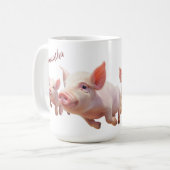 豚のパーソナライズされたマグ コーヒーマグカップ (正面左)