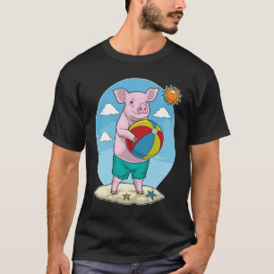 豚のビーチ 水球 夏季 Tシャツ