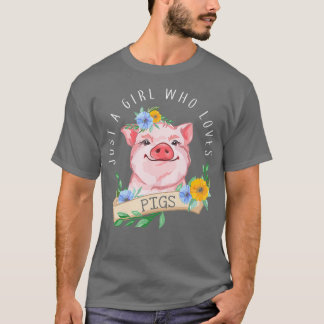 豚のブタが大好きな女の子 Tシャツ