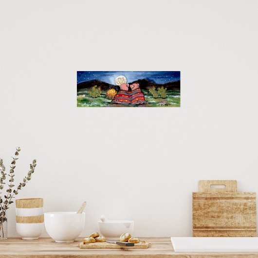 豚のブランケットでロマンチックな夜の月のポスター海軍 ポスター (キッチン)