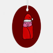 豚のブランケットのクリスマスデコレーション メタルオーナメント (正面右)