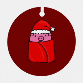 豚のブランケットのクリスマスデコレーション メタルオーナメント