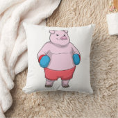 豚のボクシングでボクシング手袋 クッション (ブランケット)