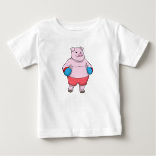 豚のボクシングでボクシング手袋 ベビーTシャツ