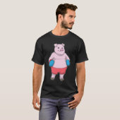 豚のボクシングでボクシング手袋 Tシャツ (正面フル)