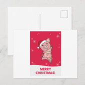 豚のメリークリスマス動物 ポストカード (正面/裏面)