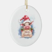 豚のメリークリスマス セラミックオーナメント (右)