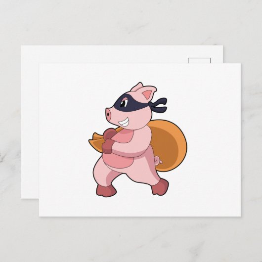 豚のランナー ポストカード (正面/裏面)
