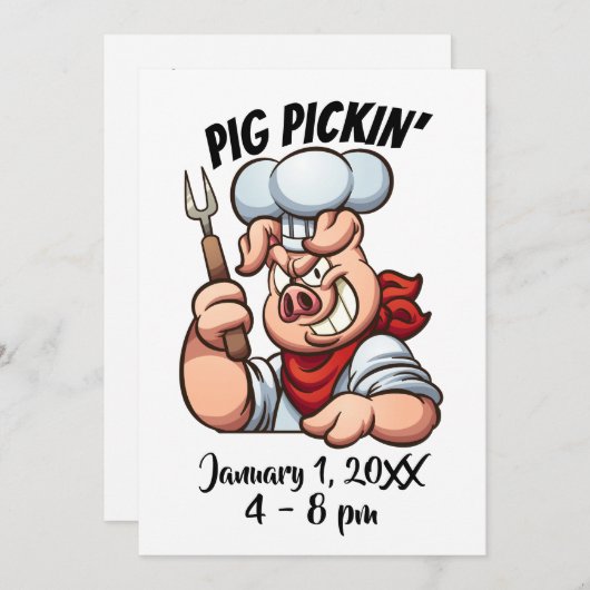 豚の丸焼きパーティーへのご招待 招待状 (正面/裏面)