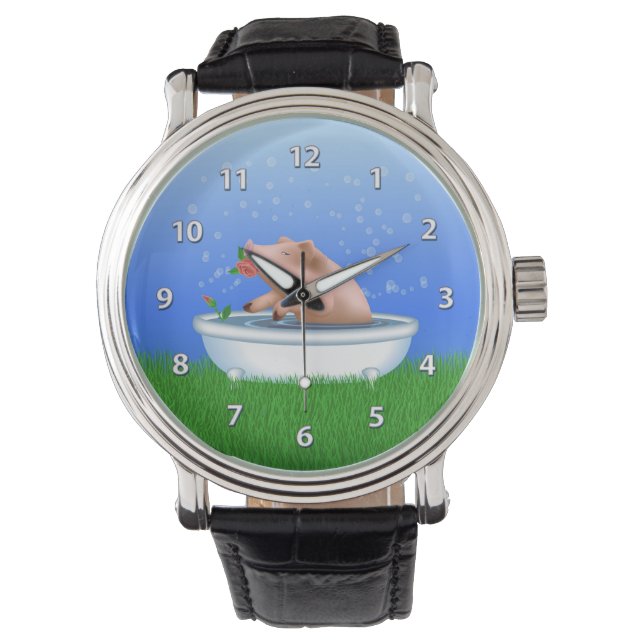 豚の入浴中 腕時計 (正面)
