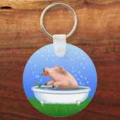 豚の入浴 キーホルダー (正面)