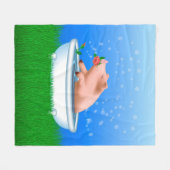 豚の入浴 フリースブランケット (正面(横))