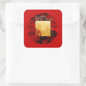 豚の切り竹ラウンドSの幸せな新年 スクエアシール (バッグ)