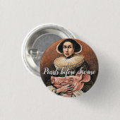 豚の前の真珠ボタン 缶バッジ (正面&裏面)