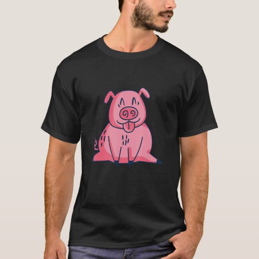 豚の動物かわいい Tシャツ (正面)