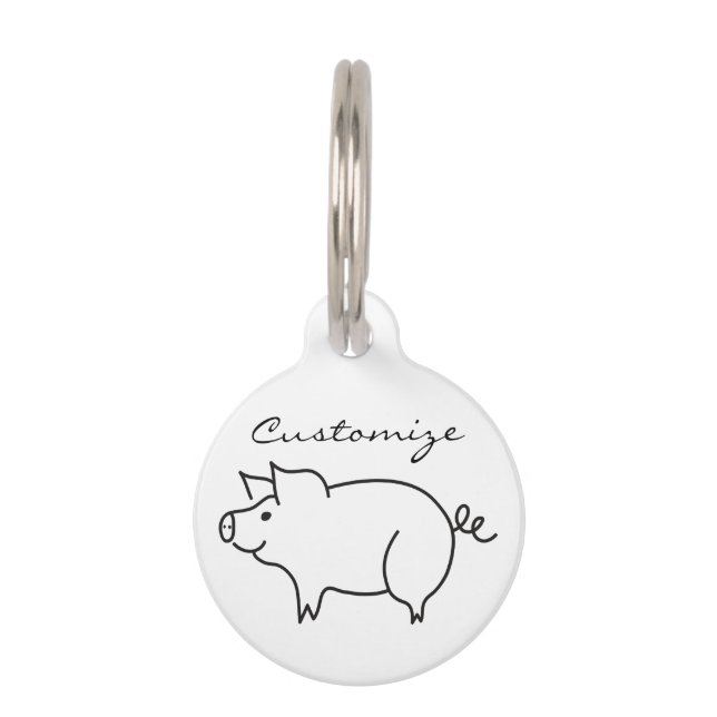 豚の動物の雷_入り江 ペット　ネームタグ (正面)