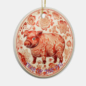 豚の千代紙オーナメント セラミックオーナメント (左)