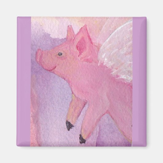 豚の四角飛んでいるい磁石をピンキー マグネット (正面)