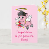 「豚の天使卒業おめでとう」 カード (黄色い花)