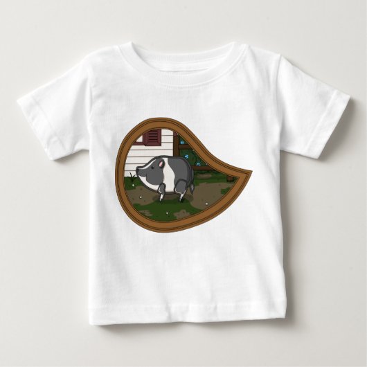 豚の子とベビーのライトシャツをバジル ベビーTシャツ (正面)