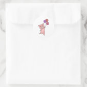 豚の子豚バルーンかわいい動物を飛ばす ラウンドシール (バッグ)