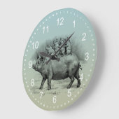 豚の子豚 ラージ壁時計 (傾斜)