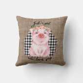 豚の家の装飾を愛する女の子 クッション (裏面)