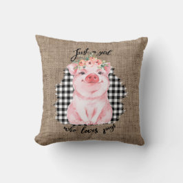 豚の家の装飾を愛する女の子 クッション