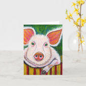 豚の小屋の中 カード (黄色い花)