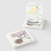 豚の年（イノシシ）中国の〔占星術の〕十二宮図 ストーンコースター (横)